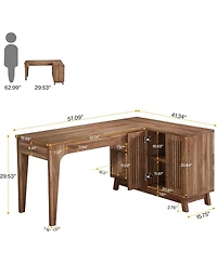 Tribesigns L-Shaped Desk with Storage Cabinet, 57-Inch Wood Corner Workstation, Home Office Computer