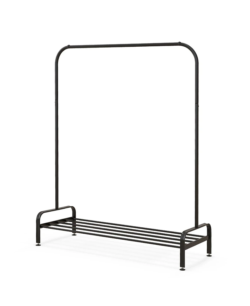 Costway Industrial Metal Garment Rack Heavy Duty Floor Cloth Rack w/ Shoe Storage Shelf