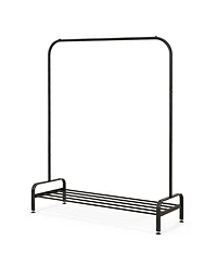 Costway Industrial Metal Garment Rack Heavy Duty Floor Cloth Rack w/ Shoe Storage Shelf