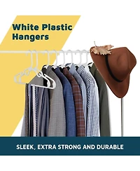 Lifemaster Kids Plastic Hangers, White, 11.6", with shoulder notches, space-saving, hold 5 lbs, ideal for baby, toddler & kids clothes, 20-pack.