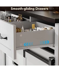 gaomon 6 Drawer Dresser with Mirror, Makeup Vanity Chest with Sliding Barn Doors for Bedroom