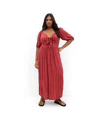 City Chic Women's Bella Stripe Tie Front Maxi Dress
