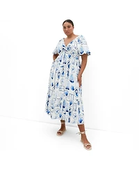 City Chic Women's Giselle Amalfi V Neck Maxi Dress