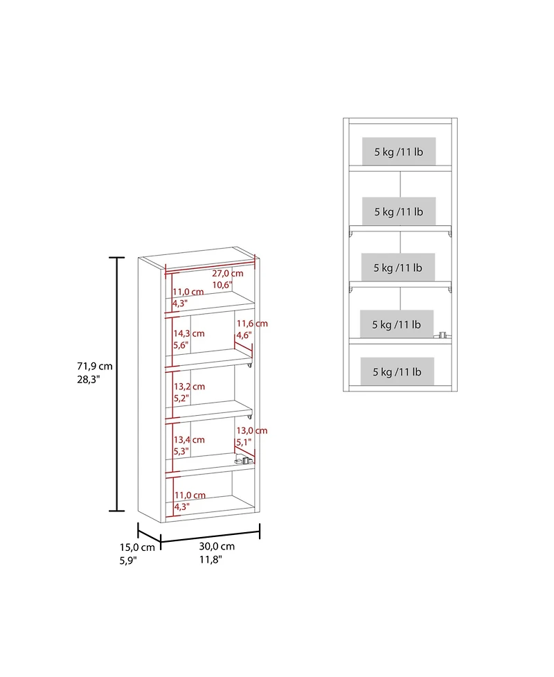 Airsurfer Pine Look Medicine Cabinet with Mirrored Door and Open Shelf Wall Mounted Bathroom Storage Organizer White