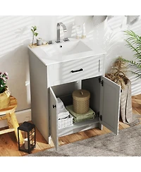 Casainc Bathroom Vanity Unit with Basin and Double Door Storage Cabinet
