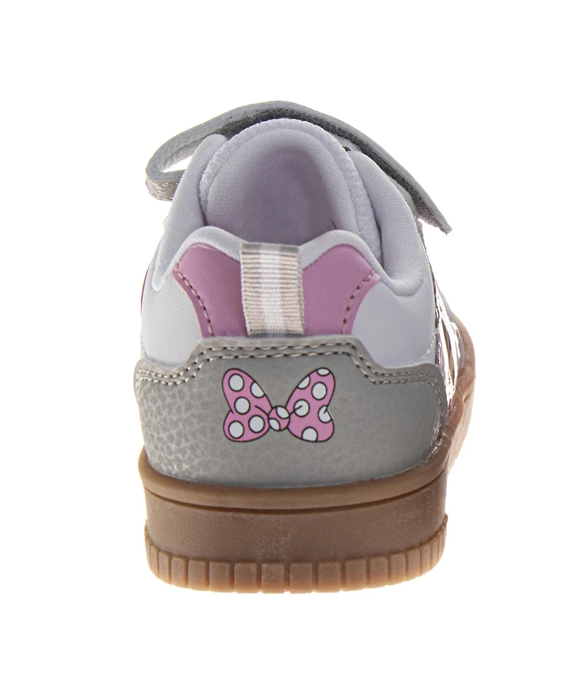 Disney Big Girls Minnie Mouse Court Sneakers Polka Dot Athletic Running Hook and Loop Comfort Fit
