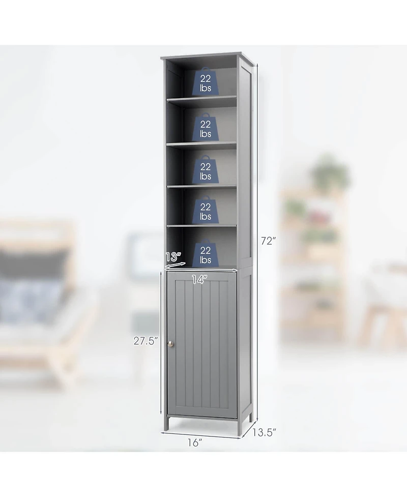 sumyeg 72 Inch Freestanding Tall Bathroom Floor Storage Cabinet
