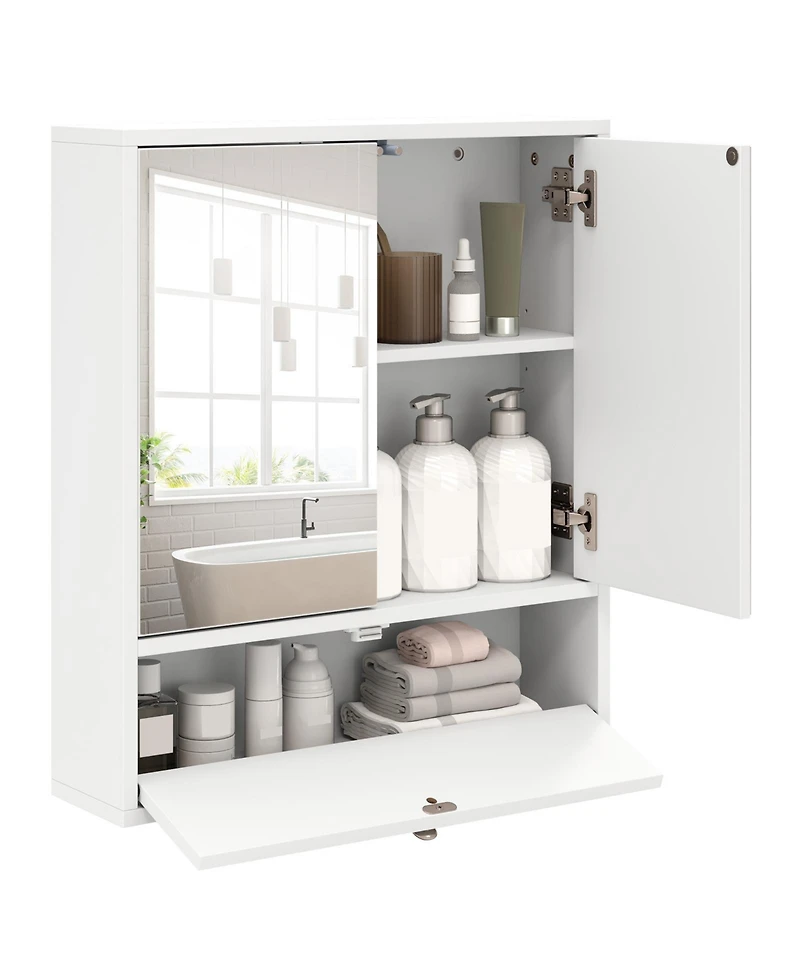 sumyeg Double Door Wall Mounted Bathroom Mirrored Medicine Cabinet