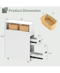 sumyeg Mdf, Engineered Wood Deep Slide-Out Drawers Slim Bathroom Cabinet Wooden Organizer