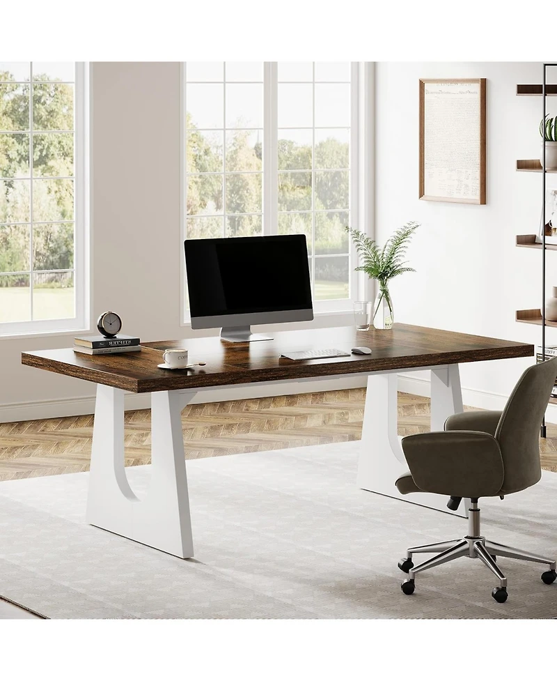 Tribesigns 70.86-Inch Executive Desk, Large Computer Office Desk with Double Wood Pedestal