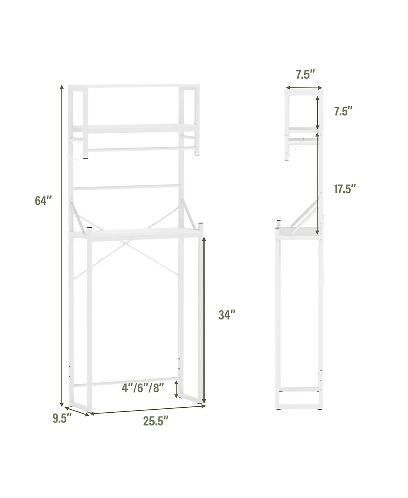 sumyeg Over The bath fixture 3-Tier Bathroom Storage Rack with Towel Holder
