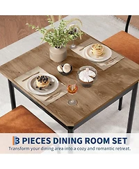 gaomon 3-Piece Dining Table Set with 2 Pu Upholstered Chairs, Wooden Top and Metal Frame for Kitchen and Dining Room