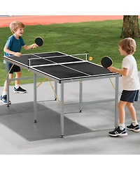 Xo Folding Ping Pong Table Set, Portable Table Tennis with Net, 2 Paddles and 3 Balls, Quick Setup Compact Game Table for Indoor Outdoor Use