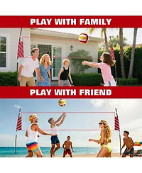 Xo Adjustable Volleyball Net System Portable Net with Poles and Carry Bag, Heavy Duty Outdoor Volleyball Set for Beach Backyard
