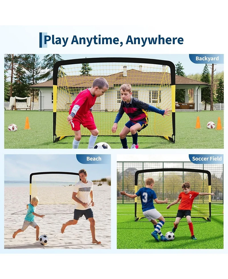 Xo 5-in-1 Soccer Goal Portable Steel Frame Soccer Net with Rebounder, Backyard Training Equipment