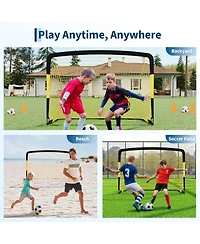 Xo 5-in-1 Soccer Goal Portable Steel Frame Soccer Net with Rebounder, Backyard Training Equipment