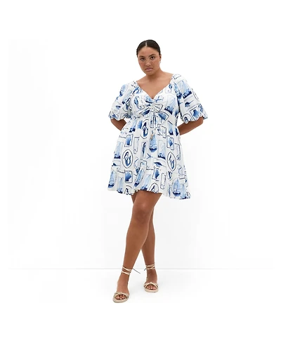 City Chic Women's Giselle Amalfi V Neck Mini Dress