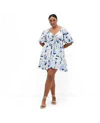City Chic Women's Giselle Amalfi V Neck Mini Dress
