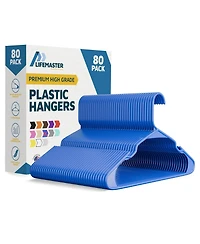 Lifemaster heavy-duty plastic hangers with non-slip grooves, space-saving design