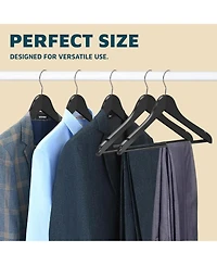 Lifemaster 30-piece wooden hanger set with non-slip design and 360degree(s) swivel hooks. sturdy, ideal for suits, coats, dresses, pants and jackets
