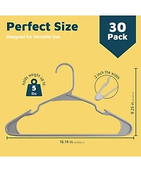Lifemaster Heavy-duty plastic hangers, non-slip grooves, space-saving design for clothes, dresses and coats holds 5 lbs 30-pack , durable finish