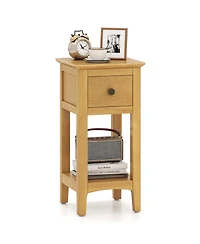 Gymax Nightstand 3-Tier Bedside Table Open Storage Shelf and Narrow Side Table