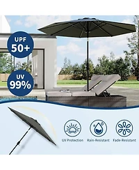 Xo 9 Ft Patio Umbrella with Tilt and Crank, Outdoor Market Table Umbrella with 8 Sturdy Ribs, Uv Resistant Deck Umbrella