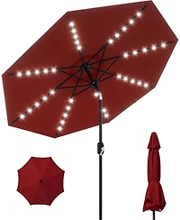 Xo 10 Ft Patio Umbrella with Solar Lights, 40 Led Outdoor Market Table Umbrella with Tilt and Crank, 8 Ribs Uv Resistant Deck Umbrella for Pool Garden