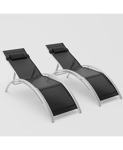 Xo Set of 2 Patio Recliners, Outdoor Chaise Lounge Chairs for Deck, Lawn and Balcony