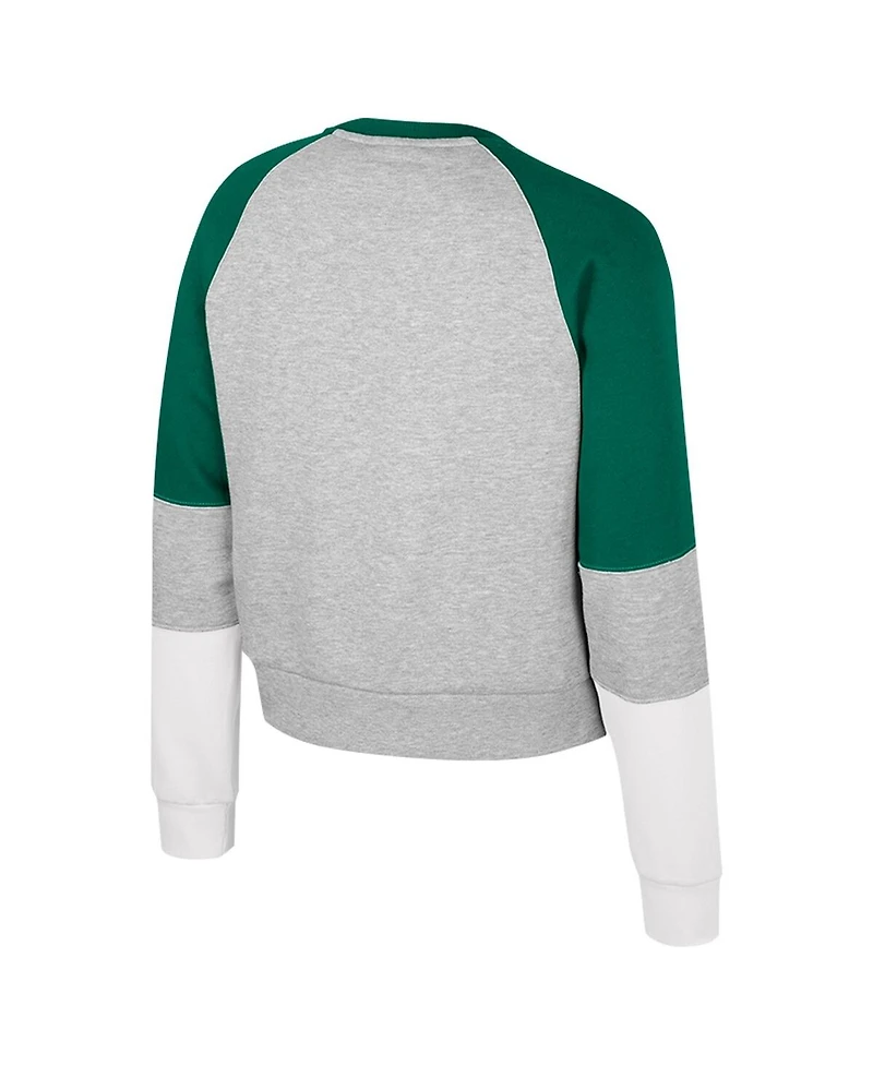 Colosseum Big Girls Heather Gray Michigan State Spartans Katinka Rhinestone Pullover Sweatshirt