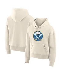 Fanatics Women's Cream Buffalo Sabres Distressed Logo Hoodie