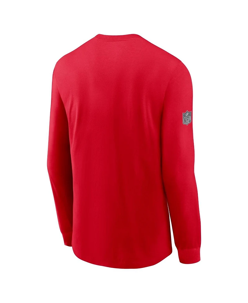 Nike Men's Red Kansas City Chiefs Sideline Bold Arch Star Dri-fit Long Sleeve T-Shirt