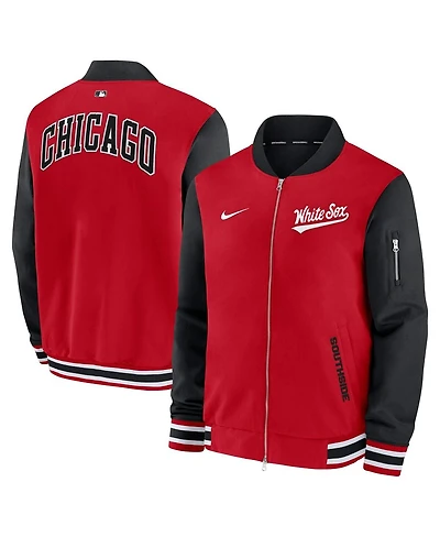 Nike Men's Red Chicago White Sox Authentic Collection City Connect Relaxed Full-Zip Bomber Jacket
