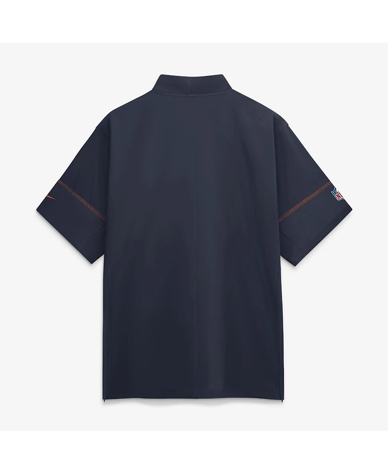 Nike Men's Navy Chicago Bears Sideline Short Sleeve Quarter-Zip Coaches Jacket