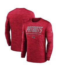 Nike Men's Red New England Patriots Sideline Offensive Transition Velocity Dri-fit Long Sleeve T-Shirt