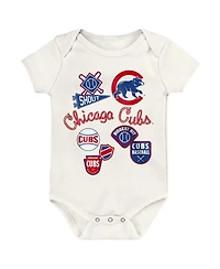 Outerstuff Baby Boys and Girls 3-Pack Chicago Cubs Home Plate Creeper Set