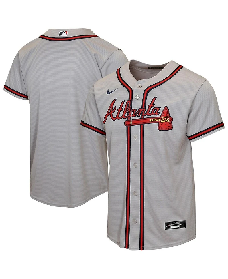 Nike Big Boys and Girls Gray Atlanta Braves Road Replica Jersey