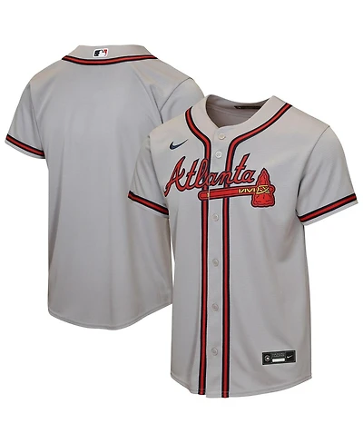 Nike Big Boys and Girls Gray Atlanta Braves Road Replica Jersey