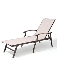 Pellebant Outdoor Patio Aluminum Adjustable Chaise Lounge Chair with Arm