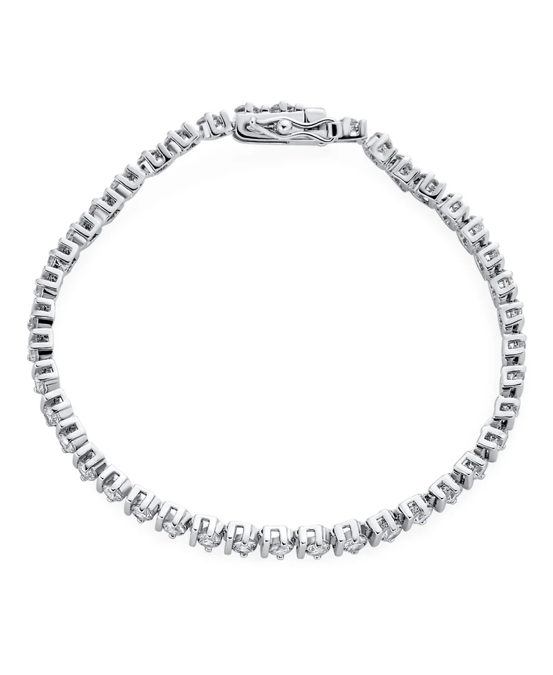 Bling Jewelry Modern 10 Carat Cz Round Solitaire Tennis Bracelet Silver Plated 7, 7.5 Inch