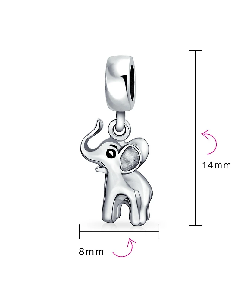 Bling Jewelry Lucky Animal Bambi Elephant Dangle Charm Bead .925 Sterling Silver Fits European Bracelet