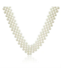 Bling Jewelry Plain Statement Fashion Simulated Pearl Collar Bib V Necklace Prom