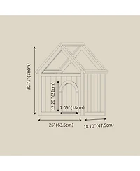 Aostirmotor Dog House with Floral Carvings Fsc Cedar Indoor Shelter