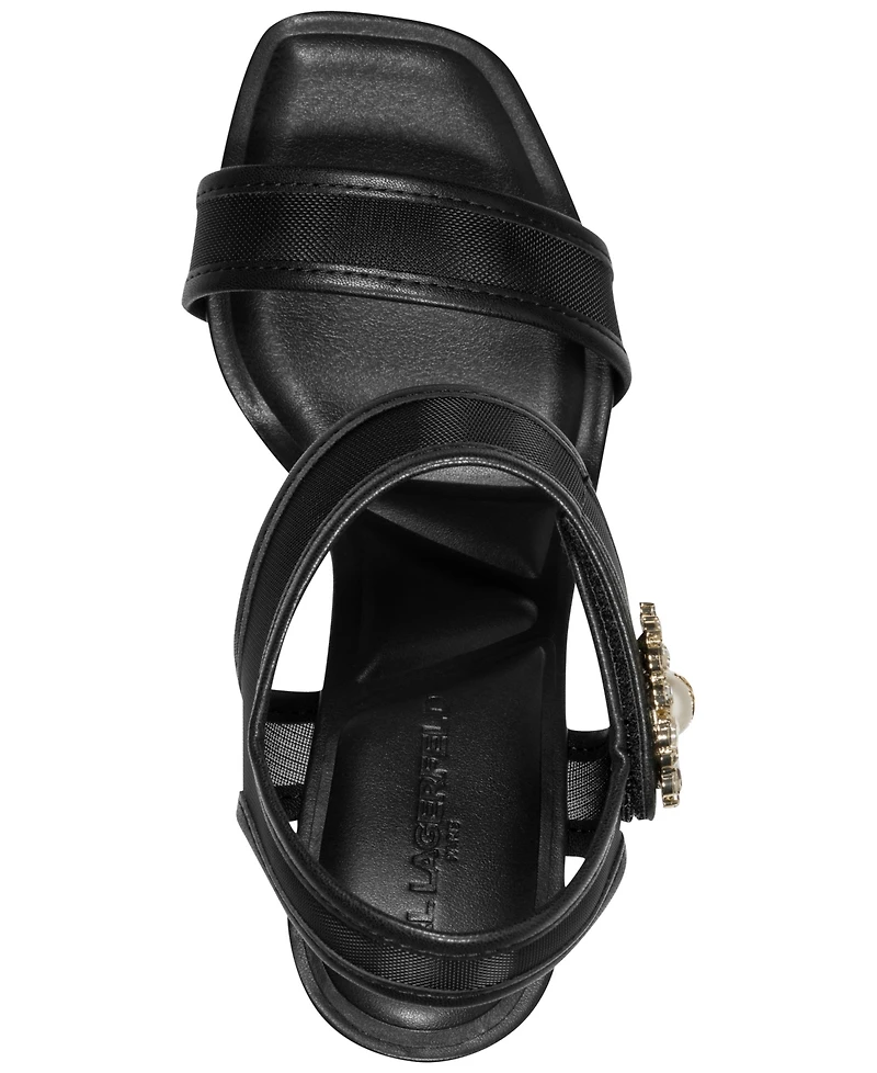 Karl Lagerfeld Paris Women's Celida Mesh Ankle Strap Dress Sandals