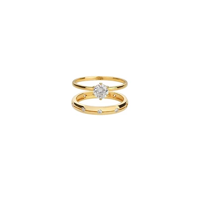 Bearfruit Jewelry 18k Gold Plated Sterling Silver Everyday Shine Ring Set Holiday Gift Guide