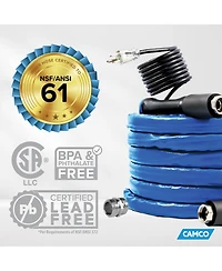 Camco Heated 50 Foot Rv Drinking Water Hose, Freeze Regulator Down to