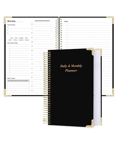 Gnuadz Undated Daily Monthly Planner Spiral Bound Hardcover