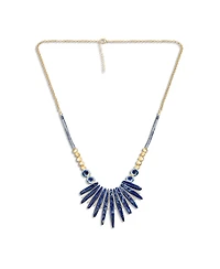 Bling Jewelry Blue Peck Organic Faceted Beads Irregular Stone Bib Fan Statement Collar Necklaces For Women Gold Plated Adjustable