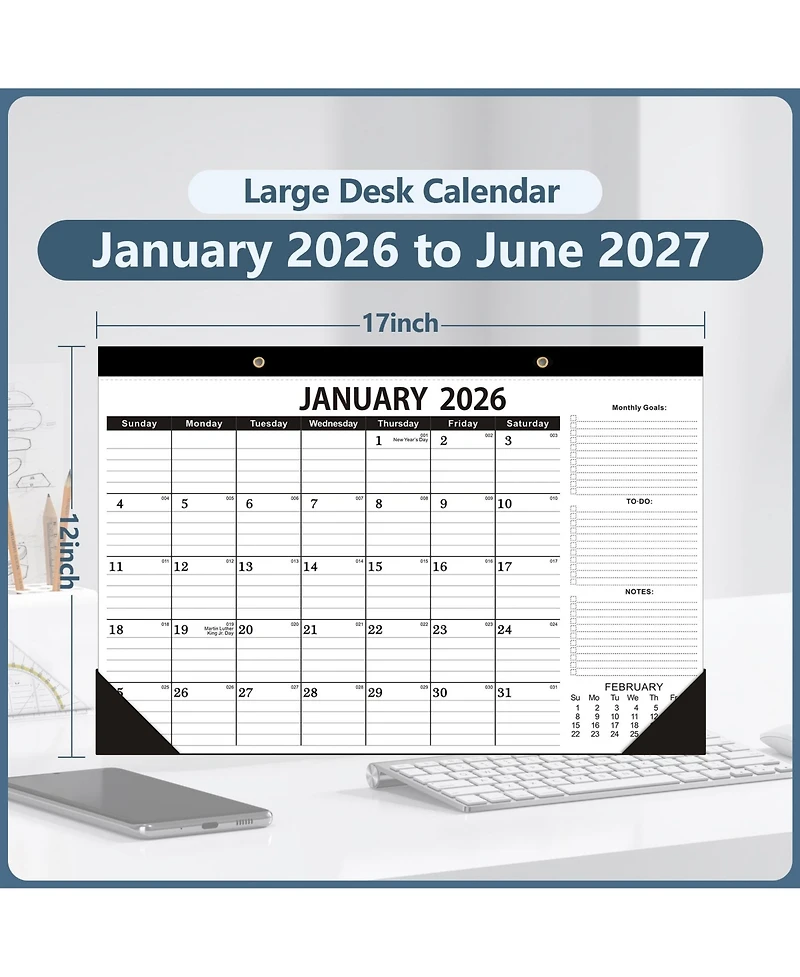Gnuadz Desk Calendar 2026-2027 Monthly Planner Office Teacher