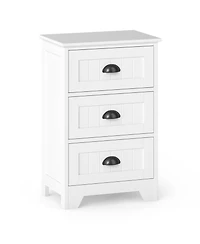 Gymax End Table Nightstand Bedroom Storage with 3 Drawers and Wood Slide
